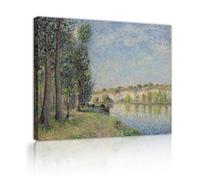 Réplica de pinturas famosas de Alfred Sisley The Loing At Moret Impresiones en lienzo enmarcadas Arte de pared para decor de pasillo Listo para colgar Marco interior 45x60cm