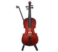 Réplica de Violonchelo en Miniatura de Madera de 5.5 Pulgadas con Ornamentos del Modelo de Instrumentos Musicales de Estuche y Stand para Músicos y Coleccionistas