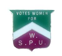 Réplica moderna de la sufragista de la Unión Social y Política de Mujeres: WSPU Chevron / Escudo: Votos para Mujeres, Esmalte