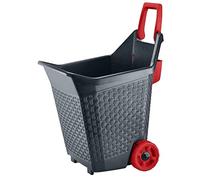 REPLOOD Carrito Kart con ruedas rojas porta leña jardín plantas flores capacidad 76 l