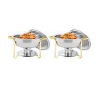 Repomanda, Chafing Dish - Juego de 2 calentadores de alimentos (4,5 L, acero inoxidable, con quemador de alcohol, para restaurantes y catering, ideal para fiestas y eventos)