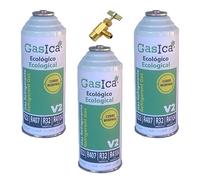 REPORSHOP - 1 Botella Gas Gasica V2 226Gr Alternativo R22, R32, R407C, R410A Freeze (3 Botellas+Val)