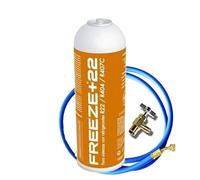 REPORSHOP Botella de Gas Refrigerante Orgánico FREEZE+22 con Válvula y Manguera para Recarga de Aire Acondicionado Coche - Sustituto para Sistemas con Gas R22, R404 y R407C - Kit Ecológico Eficiente