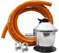 REPORSHOP - Kit Completo para Instalaciones de Gas Butano y Propano - Regulador de Gas con Caudal 2,5 kg/h - Tubo Manguera Butano 1,5 mt Diámetro 9-15 mm - 2 Abrazaderas
