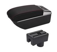 Reposabrazos Caja Para Ford Para FOCUS MK1 Reposabrazos Caja Central Almacenamiento De Contenido Caja Reposabrazos Asiento Con Portavasos Cenicero Interfaz USB Reposabrazos Central(D-Black red line)