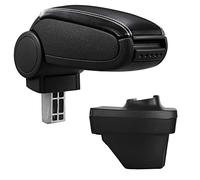 Reposabrazos Central Acolchado con Compartimento de almacenamiento Cuero Sintético Negro con Costuras Blancas