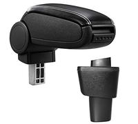 Reposabrazos central - Apoyabrazos Acolchado con Compartimento Polipiel Negro con Costuras de Color Blanco