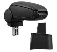 Reposabrazos Central - apoyabrazos con Compartimento - tapizado - Polipiel - Negro con Costuras de Color Negro