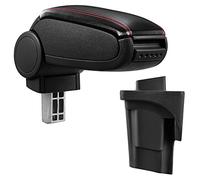 Reposabrazos central - apoyabrazos con compartimento - tapizado - polipiel - negro con costuras de color rojo