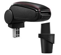 Reposabrazos central - apoyabrazos con compartimento - tapizado - polipiel - negro con costuras de color rojo