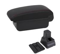 Reposabrazos Central Para Nissan Para Versa Para Almera 2020-2024 Reposabrazos Consola Central Cenicero Portavasos Cuero PU Carga USB LED Caja Apoyabrazos(A1 red line No USB)