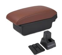 Reposabrazos Central Para Nissan Para Versa Para Almera 2020-2024 Reposabrazos Consola Central Cenicero Portavasos Cuero PU Carga USB LED Caja Apoyabrazos(A6 brown No USB)