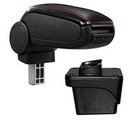 Reposabrazos central para Volkswagen Polo VI - polipiel - apoyabrazos con compartimento - negro con costuras rojas