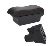 Reposabrazos Coche Para Kia Para Picanto Interior del coche Reposabrazos Caja de almacenamiento Superficie curva Cuero Instalación sencilla Coche Apoyabrazos(B Black red 3USB)