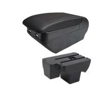 Reposabrazos De Coche De Cuero Sintético Caja De Almacenamiento Piezas De Repuesto Para VW Para Polo 2019-2024(H black line)