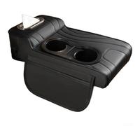 Reposabrazos de cuero con bolsa de almacenamiento lateral diseñada para organizar los elementos esenciales del coche y apoyar los brazos (negro)