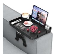 Reposabrazos de sofá, bandeja de plástico para sillón, organizador de sofá, soporte para tazas, organizador de reposabrazos para sofá, soporte para bebidas, bandeja de clip para comer alimentos, TV