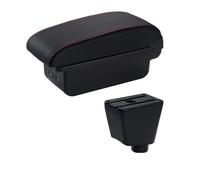 Reposabrazos Del Automóvil Para Captur Para Clio 3 Para III IV Reposabrazos Caja De Almacenamiento De Accesorios Portavasos Cenicero USB Coche Apoyabrazos(C Red Line USB)