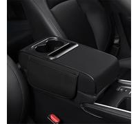 Reposabrazos del coche Cojín De Consola Central PU Con Aumento De Altura Y Portavasos, Reposabrazos Para Coche, Organizador Multifuncional(Black)