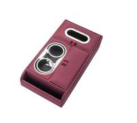 Reposabrazos del coche Cojín Reposabrazos Coche Con 2 Portavasos Pañuelos, Caja Almacenamiento Teléfono, Cubierta Consola Central Automática, Almohadillas Elevadas(Red)