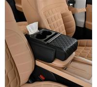 Reposabrazos del coche Funda Para Reposabrazos Coche, Cojín Grueso Altura Con Portavasos, Organizador De Pañuelos, Algodón Viscoelástico(Black)