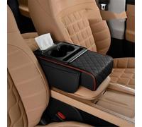 Reposabrazos del coche Funda Reposabrazos Coche, Gruesa, Con Altura Ajustable, Con Portavasos, Organizador De Pañuelos, Algodón Viscoelástico.(Black and Red)