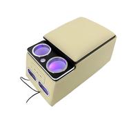 Reposabrazos Del Coche Para Skoda Para Octavia Para Rapid Para Kodiaq Para Superb Para Fabia Caja De Pasamanos Trasera Carga Teléfono Móvil USB Apoyabrazos(Beige)