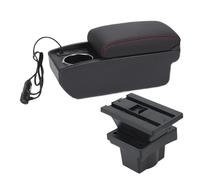 Reposabrazos Del Coche Para Skoda Para Octavia Para Yeti Mk2 2005-2010 2011 2012 Reposabrazos Caja De Almacenamiento Interior Modernización Apoyabrazos(A Black red Fast charging)