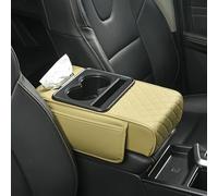 Reposabrazos Multifuncional para Auto para Rolls-Royce Cullinan/Ghost 2024-, con Portavasos, Soporte para Teléfono y Bolsillo Lateral,C Beige