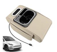 Reposabrazos para coche, soporte para botellas, para pañuelos, con compartimento lateral, iluminación ambiental, USB, alfombrilla de compensación de altura para consola central, acolchado para