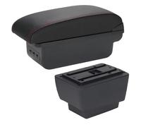 Reposabrazos Para Skoda Para Fabia 3 2015 2016 2017 2018 2019 2020 2021 Caja reposabrazos coche(B1 Negro rojo 3USB)