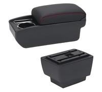 Reposabrazos Para Skoda Para Fabia 3 2015 2016 2017 2018 2019 2020 2021 Caja reposabrazos coche(C1 Negro rojo Sin USB)