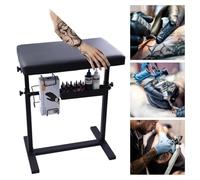 Reposabrazos para tatuaje, soporte extensible, altura ajustable, brazo de tatuaje, soporte para piernas con acolchado grueso de piel sintética suave, rotación de 340°, mesa de tatuaje con accesorios