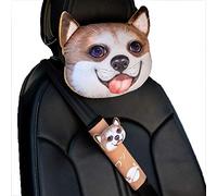 Reposacabezas Coche Cojin, Morbuy Gracioso Impresión de Perro de Dibujos Animados en 3D Almohada Coche para el el Asiento de Coche Almohada Cervical (25cm x 26cm,Corgi)