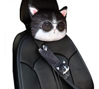 Reposacabezas Coche Cojin, Morbuy Perro Gracioso Gato Impresión 3D Almohada Coche para el el Asiento de Coche Almohada Cervical (25cm x 26cm,Gato)