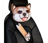 Reposacabezas Coche Cojin, Morbuy Perro Gracioso Gato Impresión 3D Almohada Coche para el el Asiento de Coche Almohada Cervical (25cm x 26cm,Corgi)