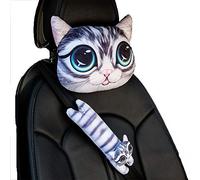 Reposacabezas Coche Cojin, Morbuy Perro Gracioso Gato Impresión 3D Almohada Coche para el el Asiento de Coche Almohada Cervical (25cm x 26cm,Atigrado)