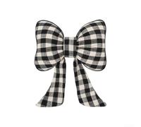 Reposacabezas de coche, 1 paquete de almohada de algodón y lino con pajarita para el cuello, alivia la fatiga de conducción, transpirable, comodidad para mujeres y hombres (cuadros negros)