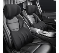 Reposacabezas y Cojín Lumbar Coche para Santana 2005-2022, Cojines De Almohadas Cuello Cintura Soporte Almohada CóModo ExtraíBle Accesorios,A/Black