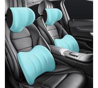 Reposacabezas Y Soporte Lumbar Coche para Santana 2005-2022, Almohada Cervical ErgonóMica El Cuello Support del Asiento Cojin Driving,C/Blue