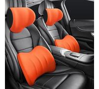 Reposacabezas Y Soporte Lumbar Coche para Santana 2005-2022, Almohada Cervical ErgonóMica El Cuello Support del Asiento Cojin Driving,E/Orange
