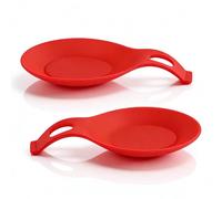 Reposacucharas de silicona para estufa, 2 uds., soporte para cucharas de cocina, soporte para utensilios de cocina, soporte para espátula o pinzas (Roja)