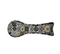 Reposacucharas decorativo estilo portugués, colorido patrón floral, accesorio de cocina de cerámica, hermoso regalo de Portugal (negro)