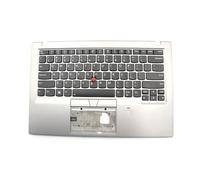 Reposamanos y Teclado para computadora portátil para Lenovo ThinkPad X1 Carbon 6th Gen 01YU553 01YU589 02HL894 02HL892 Inglés EE. UU. con Huella Digital Caja Superior Plateada Nuevo