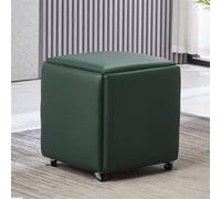 Reposapiés 5 en 1, banco de cuero con ruedas, silla de tocador móvil para sala de estar y dormitorio, taburete anidable versátil, solución de asiento multifuncional