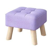 Reposapiés acolchado de lino y algodón con patas de madera para sala de estar, dormitorio, entrada, no requiere montaje