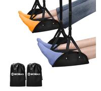 Reposapies Avión, Moman Foot Rest Hammock Portatil de Viaje (2 Pcs) para Adulto y Niños para Vuelo Largo, Hamaca para Pies Debajo del Escritorio/Oficina y Viajes, Reposapies-Avión-Foot-Hammock-Hamaca