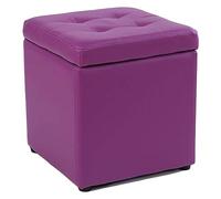 Reposapiés cubo cuero sintético almacenamiento otomana asiento, caja de juguetes con bisagra caja organizador superior para el hogar