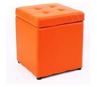 Reposapiés cubo de almacenamiento de cuero falso reposapiés asiento de banco de puf, caja de juguetes con bisagra caja organizadora superior para el hogar