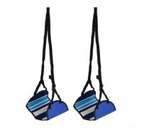 Reposapiés de avión de viaje para vuelos largos, reposapiés portátiles de forro polar con correas ajustables para oficina, autobús, tren, soporte de pierna colgante verde compacto para (azul)